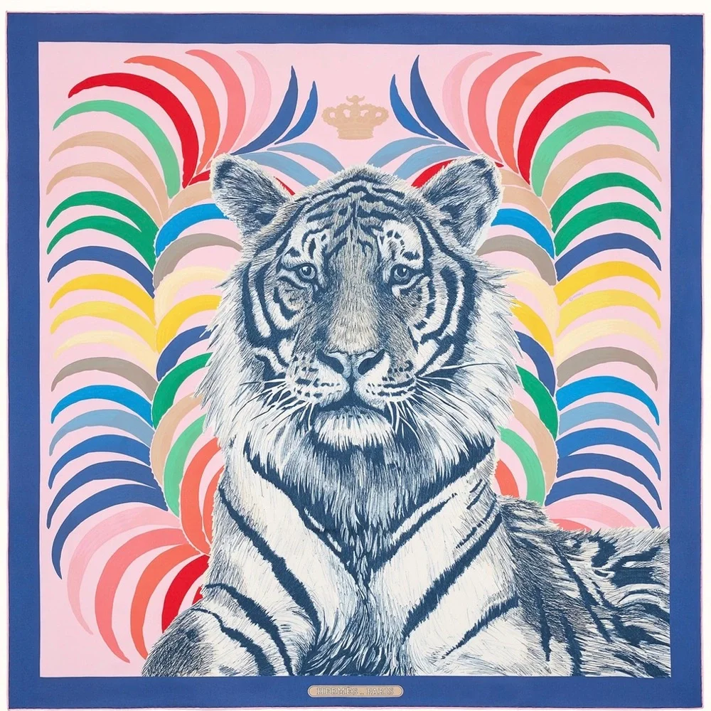 Hermes Tigre Royal double face scarf 90